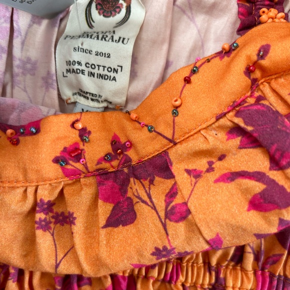 Anthropologie Roopa Pemmaraju Beaded Babydoll Cotton Smocked Tank NWT Size XL - Picture 8 of 10